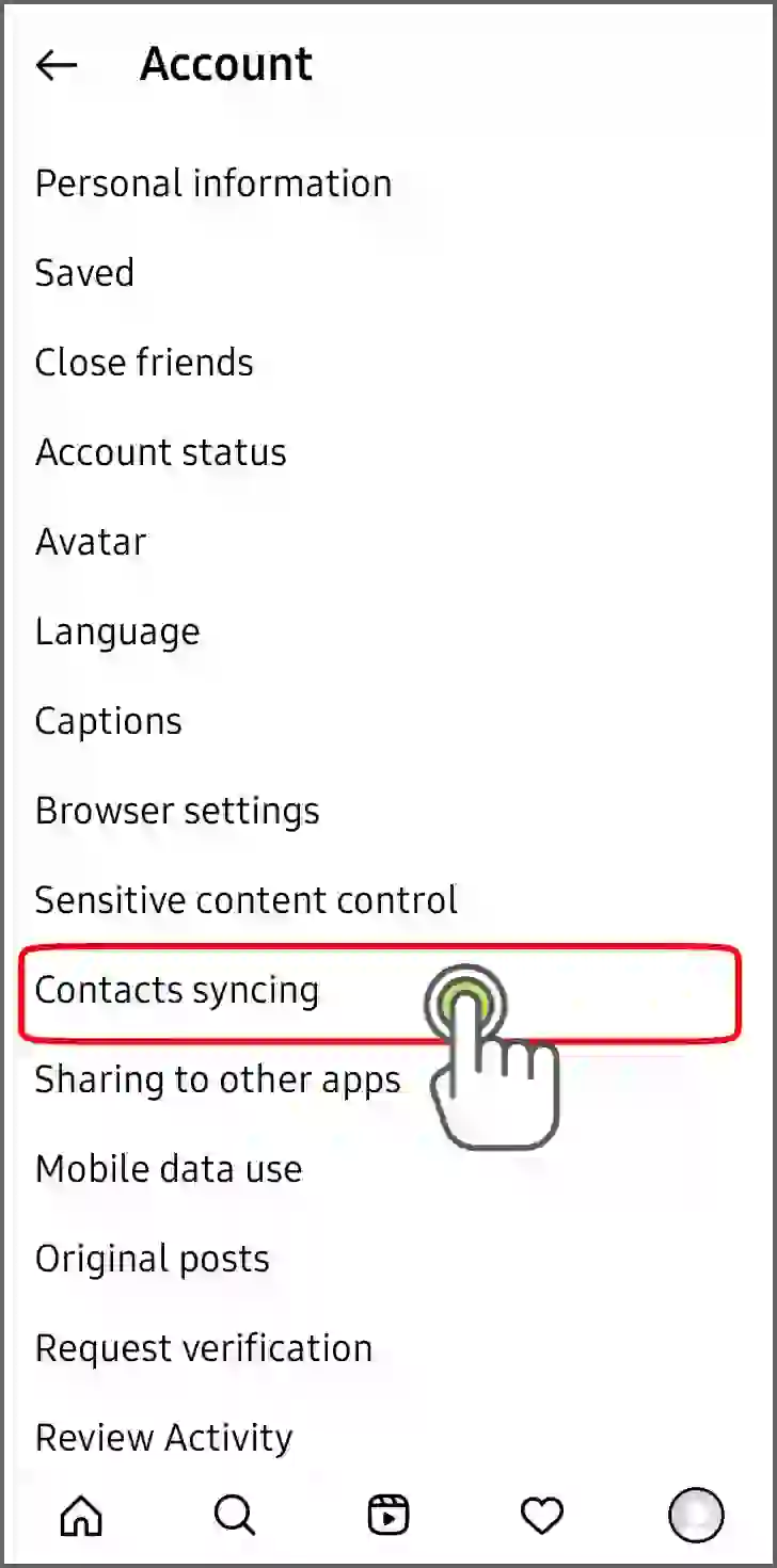 contact syncing par click kare